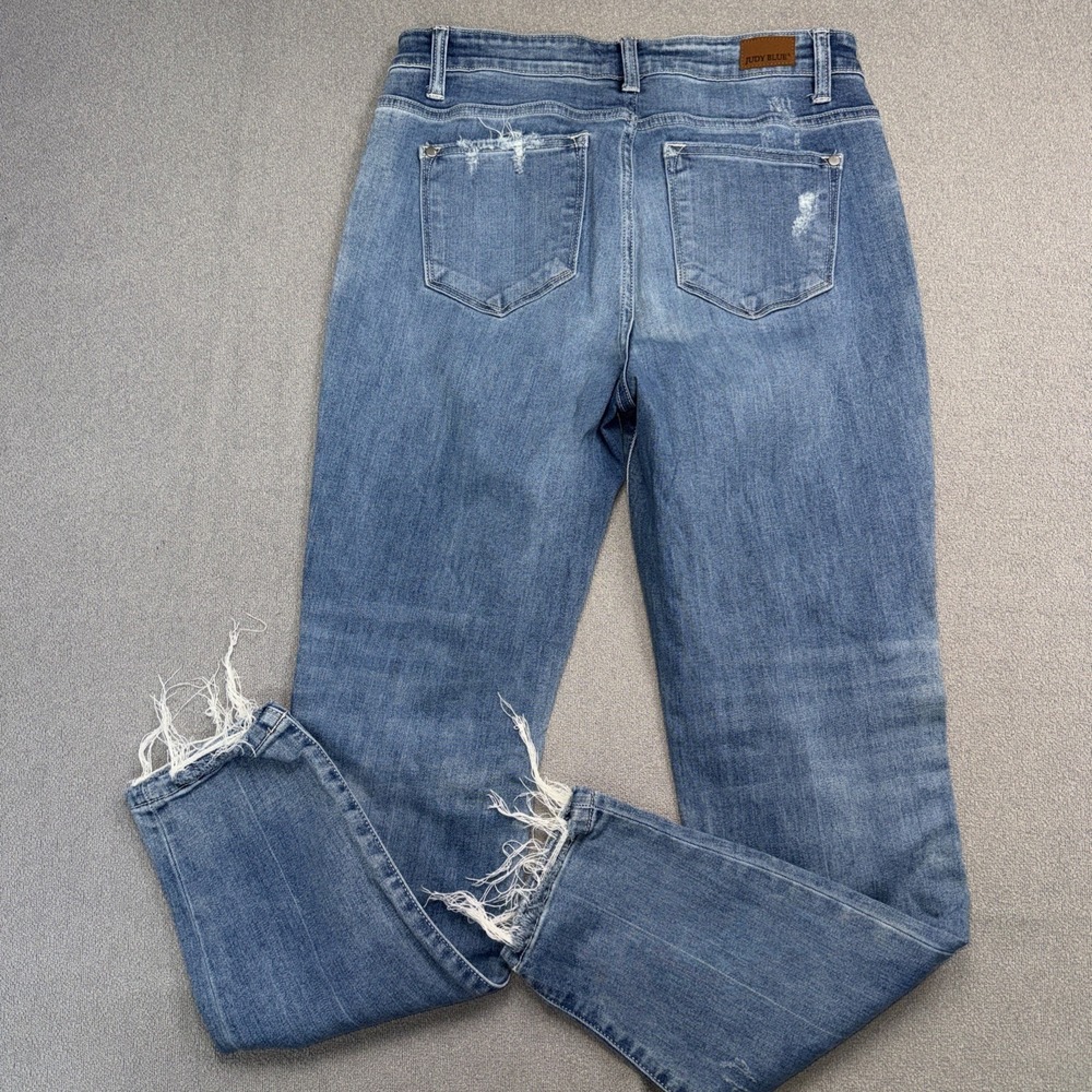 Judy Blue Jeans Womens 7/28 Boyfriend Fit Mid Rise Frayed Hem Button Fly Casual - Picture 8 of 8